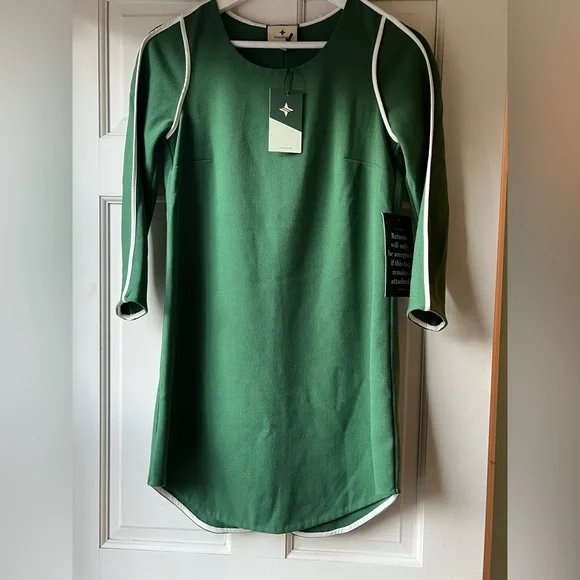 Tuckernuck green dress with white piping